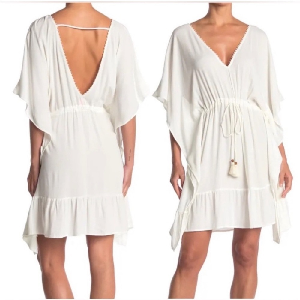 NWT Maaji White Kaftan Cover Up L Pullover Dress Beach Resort